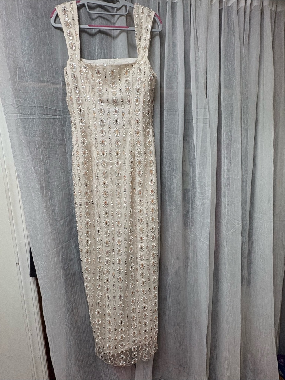 Elliatt Ivory Beaded Maxi Column Dress